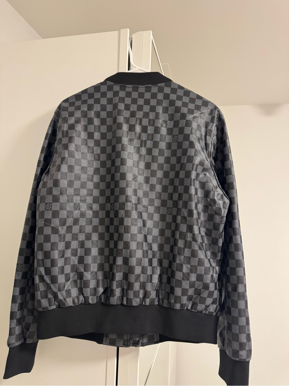 Unisex Black & Gray Check Bomber Jacket
